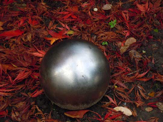 silver ball and leaves