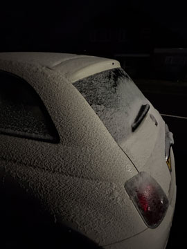 snowy car